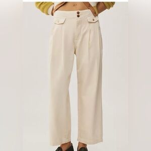 Anthropologie Pilcro Mid-Rise Wide-Leg Trouser Jeans in Natural -size 25